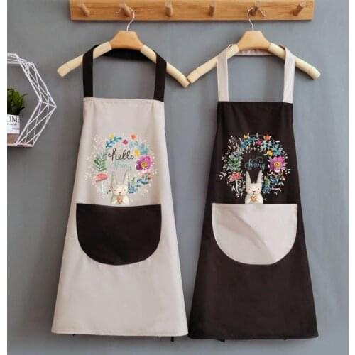 New Kitchen Apron Cute Cartoon Rabbit and Oilproof Cooking Baking Apron Towel Women Men Printed Waterproof