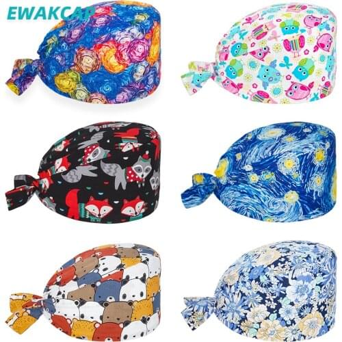 Wholesale Scrub Cap Adjustable Beauty Salon Nursing Hats gorros quirurgicos mujer Lab Working Hat Pet Shop Scrubs Caps Unisex