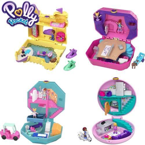 Polly Pocket Mini Dolls World Tiny Twirlin' Music Box Ballet Compact Play Set 4 Style Surprise Gift Toy FRY35 For Birhday