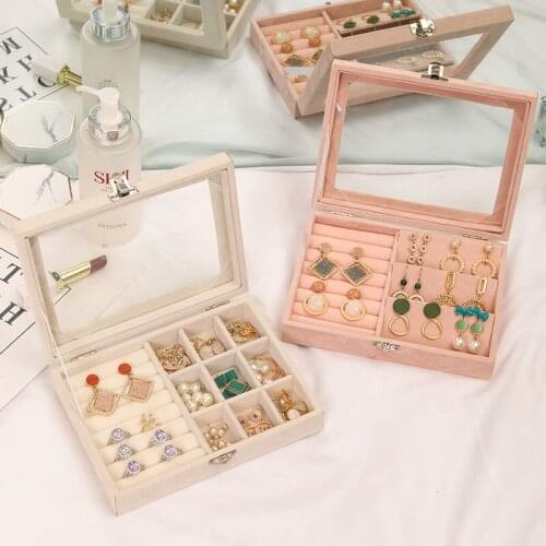Ring Necklace Earring Earrings Storage Box Simple Dustproof Multifunctional Jewelry Box Small Jewelry Jewelry Finishing Box
