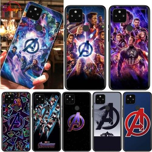 Marvel Avengers Logo Shockproof Cover for Google Pixel 5 5A 4 4A XL 5G Black Phone Case Shell Soft Fundas Coque Capa
