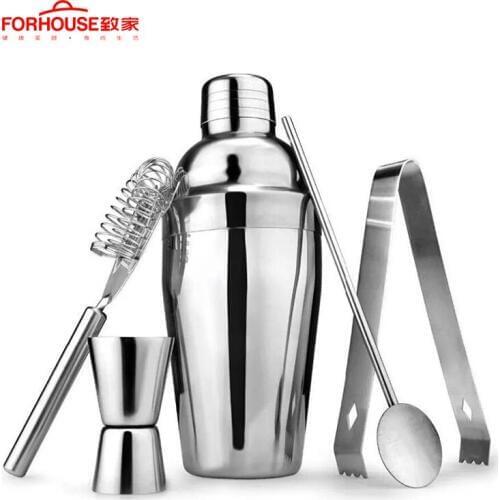 5pc/ set 550ml Cocktail Shaker Stainless Steel Cocktail Whisk Bar Tools Wine Shakers Bar Set Tools Cocktail Shaker Bar Tools