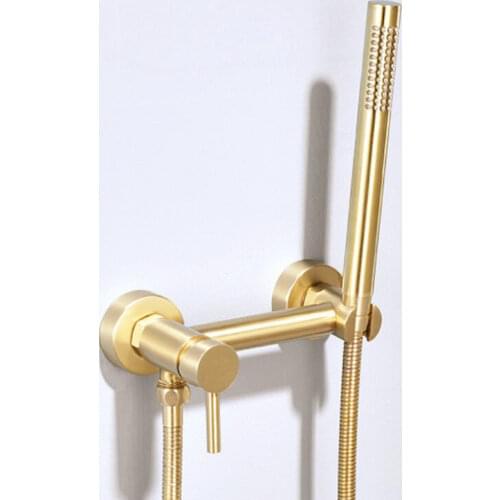 Shower Faucet with Hand Shower Wall Mount Single Handle Solid Brass Bathtub brushed gold Shower Mixer TH056