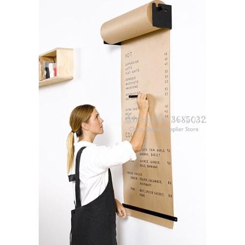 Modern Design Wall Mounted hand writing painting message kraft paper drawing board loft coffee shop menu kids drawing paper Rack