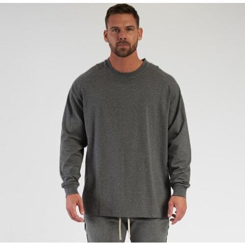 Oversized Loose Long Sleeve T Shirt Mens Fashion Streetwear Fitness lifestyle T-shirt Spring Brand Gym Clothing Workout Tshirt