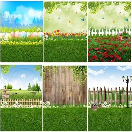 Thin Vinyl Easter Spring Meadow Flowers Wood Children Photo Backdrops Printed indoor professional Photographic Studio Background