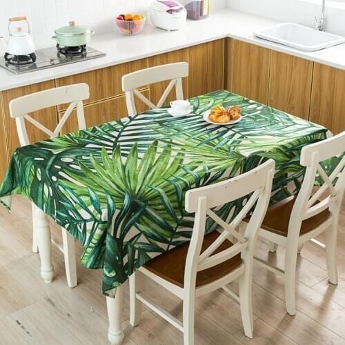 Plant Leaves Print Waterproof Tablecloth Table Cloth Rectangular Tea Table Cover Kitchen Dining Party Home Decor Manteles