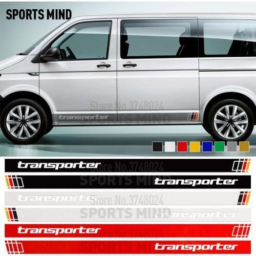 1 Pair Vinyl Car Styling For Volkswagen TRANSPORTER T4 T5 T6 Exterior Accessories Car Side Door Skirt Stickers Decals