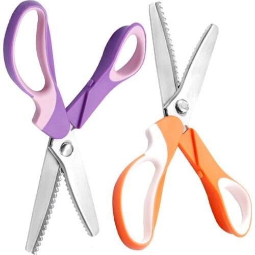 SHWAKK 1Pcs Stainless Steel Dressmaking Zig Zag Cut Scissors Sewing Scissors Cross Stitch Warp Head Tilt Up Scissors Cutter