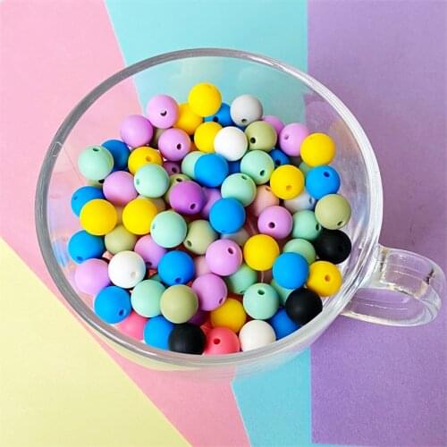 100/ 200/500/1000 Pcs 12mm Round Silicone Beads BPA Free Silicone Baby Teether Teething Jewelry Babies Pacifier Chain Accessorie