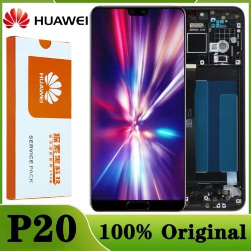 100% Original 5.8" LCD With Frame For Huawei P20 EML-L09 EML-L22 EML-L29 LCD Display Touch Screen Digitizer Assembly Replace