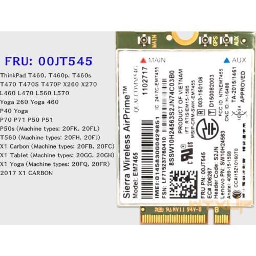 4G LTE Wireless Airprime EM7455 GOBI6000 For Lenovo T460 T460p T460s T470 T470S T470P X260 X270 L460 L470 X1 Carbon P50 00jt545