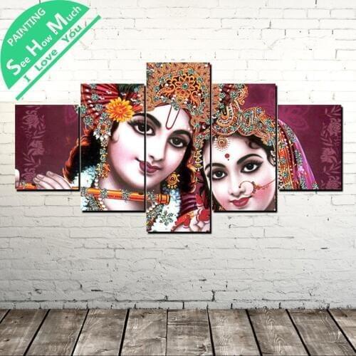 5 Piece God Couple Modern Print Canvas Painting Art Print Poster Picture Wall art for Living Room Art poster Decor