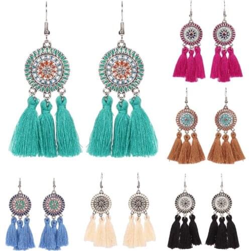 6 Colors Long Colorful Tassel Earrings Fashion Jewelry Bohemian Earrings For Women Jewelry
