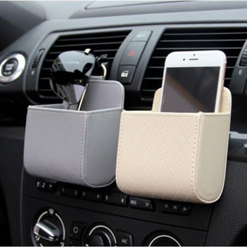 Car Outlet Vent Seat Back Tidy Storage Box PU Leather Coin Bag Case Pocket Organizer Hanging Holder Pouch Automobile Accessories
