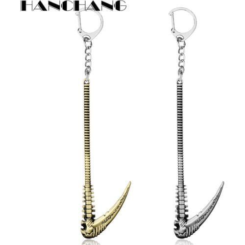 HANCHANG Accessories Mans Personalised Keyrings Alliance death singer weapon Pendants Keychain Cosplay Jewelry Key Chains