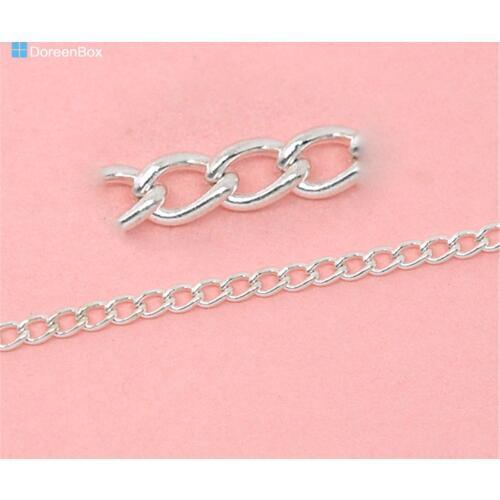 Doreen Box Lovely 10M Silver color Links-Opened Curb Chains 4x3mm (B10724)