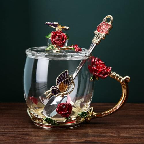 Enamel Glass Household Creative Personalized Trend Girl Heart Simple Cute Coffee Glass Cup