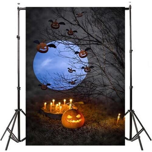 Halloween Photography Background Pumpkin Lantern Children Bat Dusk Night Photo Backdrop Halloween Party Banner Studio Decoration