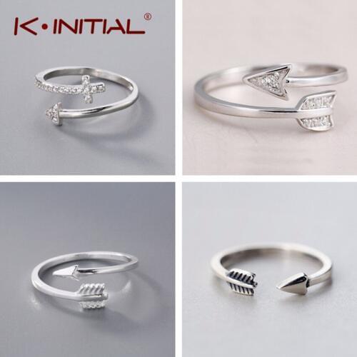 Kinitial Fashion Charm Arrow Finger Ring Adjustable Crystal Triangle Knuckle Rings For Women Party Jewelry Accessories
