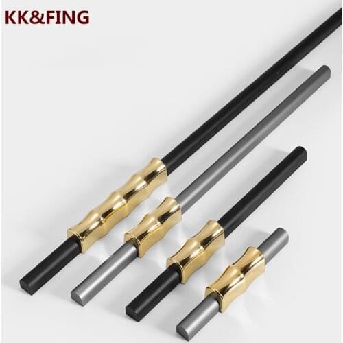 KK&FING NEW Zinc Alloy Long Handles Gold Black High-end Closet Door Handles Cabinet Drawer Knobs Furniture Door Pulls And Knobs