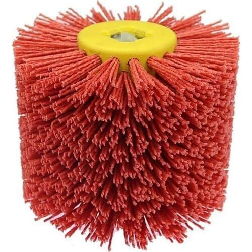 Red Abrasive Wire Drum Brushes Deburring Polishing Buffing Wheel for Furniture Wood Angle Grinder Adapter