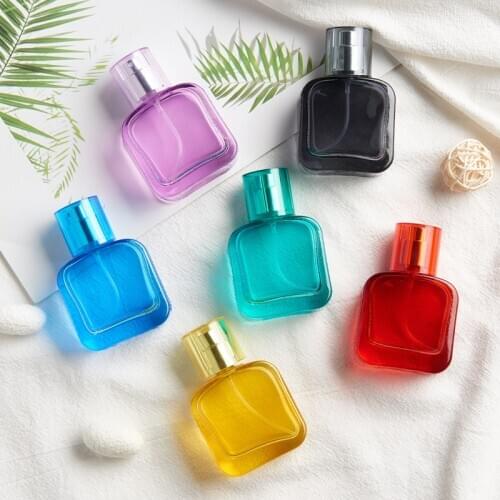30ml Square Glass Refillable Spiral Thick Bottom Atomizer Perfume Bottle Cosmetic Empty Portable Parfume Bottles