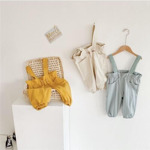 Fashion Casual Cargo Jumpsuit Toddler Boys Kids Loose Elastic Suspender Trousers Baby Girls Overalls Autumn Pants 1-6 Year