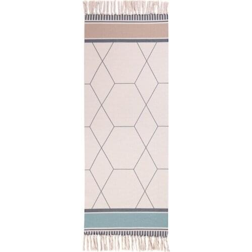 Muslin Area Rug for Bedroom Bathroom Entryway Bohemian Decorative Floor Carpet with Tassel Portable Prayer Mats