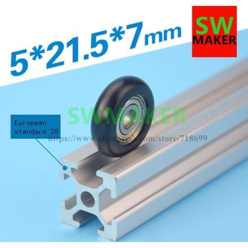 5*21.5.*7mm Nylon plastic pulley for CNC engraving machine 3D printer 20 extrusion bearings 625ZZ R type Nylon Wheel