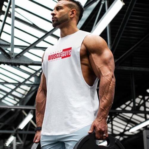 New Brand Gym Clothing Cut Off Tank Tops Men Bodybuilding tanktop gym Fitness Men Vest Sleeveless Shirts Workout O-Neck tops