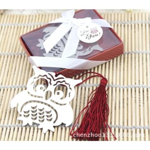 Wholesale 200pcs/lot Owl Bookmark with Tassel Pendant Design Metal Bookmarks for Books for Kids Birthday Gifts Free shipping
