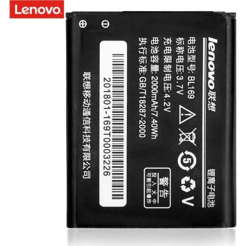 Lenovo 2000Mah BL 169 BL169 Battery original Li-ion Battery BL-169 Replacement for Lenovo P70 P800 A789 S560