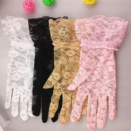 100 Pair Fashion Party Driving Sexy Women Lady Lace Gloves Mittens Accessories Girls Flower Side Sunproof Ritual Gloves 6 Color