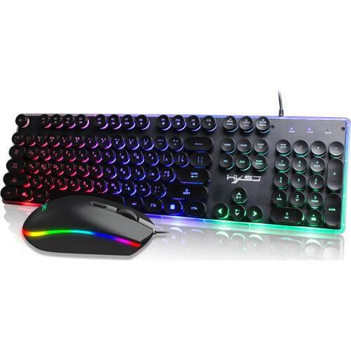 V300 English-Russian Wired USB RGB Backlight Gaming Mouse Keyboard Set