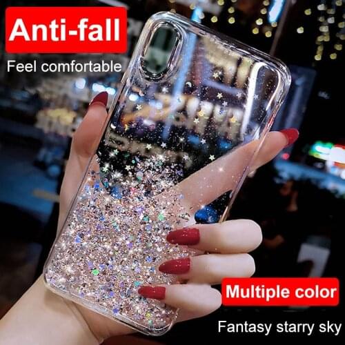 For iPhone 12 Phone Case 11 Pro Max/X/XR/XS/SE/Mini/7/6/6s/8 Plus Transparent Cases Gold Foil Glitter Silicone Protective Shell