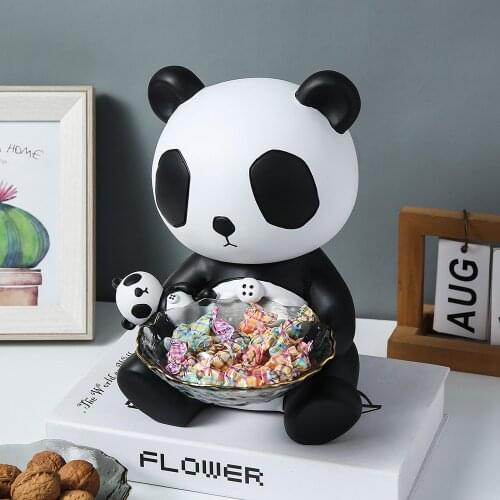 Panda Storage Tank Chinese Style Animal Sculpture Living Room Office Home Decor Accessories Gift Desktop Decor Sundries Storage
