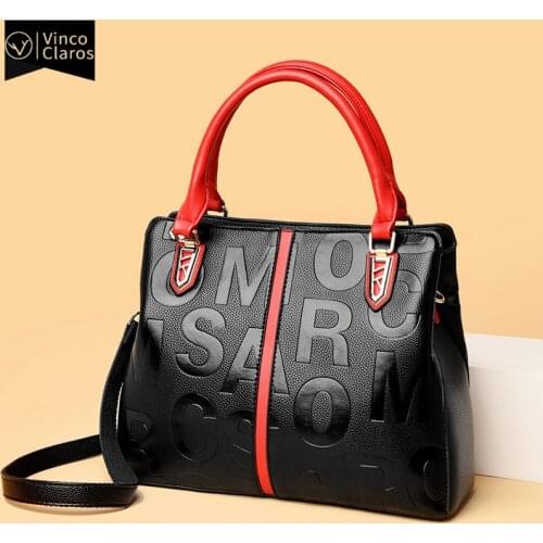 Luxury Letter Printing Handbags Leather Top-handle Bag Large Capacity Shoulder Crossbody Bags for Women Big Purses Designer Sac