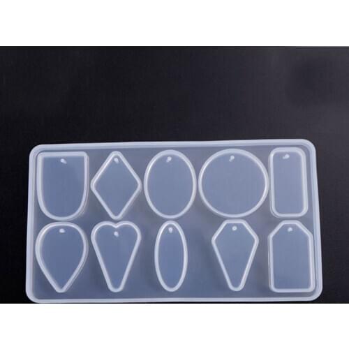 DIY Crystal Epoxy Mold Round Love Rectangle Cone Oval Triangle Set Earring Pendant