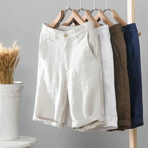 030 Summer Men Linen Shorts Thin Loose Beach Travel Sport Jogger Simple Breathable Skiness Skin-Friendly High Quality Clothes