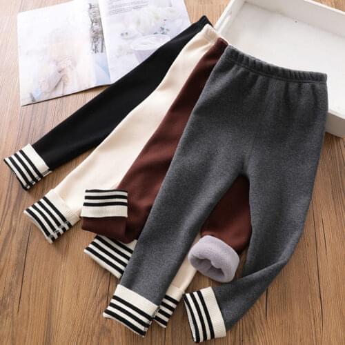 Girls Trousers Winter Velvet Leggings Pure Cotton Childrens Warm Thick Pants Baby Outer Wear Trousers 0-6T