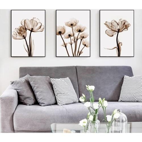 Modern Sanlian Transparent Flower Canvas Painting Wall Poster Decorative Picture For Living Room Bedroom Dining Room Home Decor