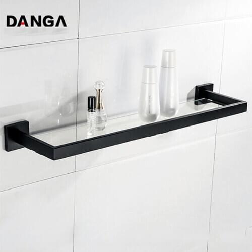 3M Bathroom Glass Shelf Stainless Steel Storage Rack Single Layer Cosmetic Holder Wall-mounted Shower Rack Bathroom Accessories