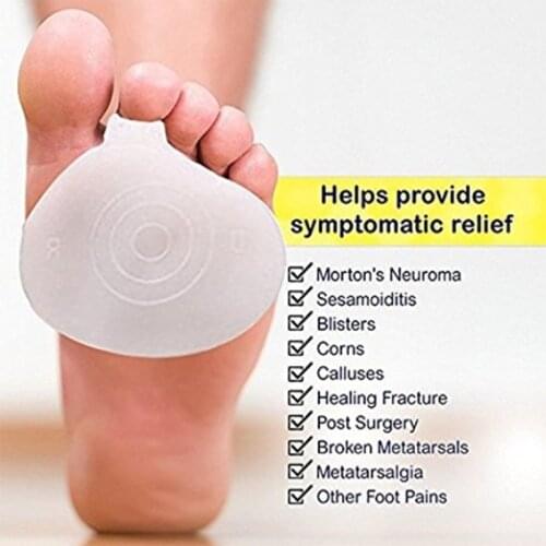 1Pair Feet Pain Shoes Insoles Pads Cushion Forefoot Arch Support Sore Ball Foot Care Tool Silicone Gel Metatarsal Pads for Shoes
