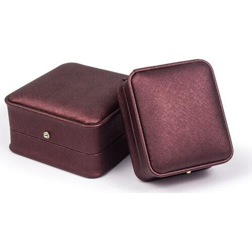 Wine Red Pu Leather Wedding Rings Jewelry Box For Female Earring Bracelet Pendent Packaging Jewellery Organizers For Lover Gifts