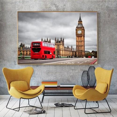 Vintage Big Ben Architecture Busbridge Building Canvas Painting Posters and Prints Scandinavian Wall Art Picture for Living Room
