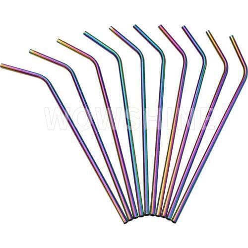 WOWSHINE factory new colorful stainless steel 304 drinking straw 10pcs/lot dishwashers safe multicolors rust free with 2 brushes