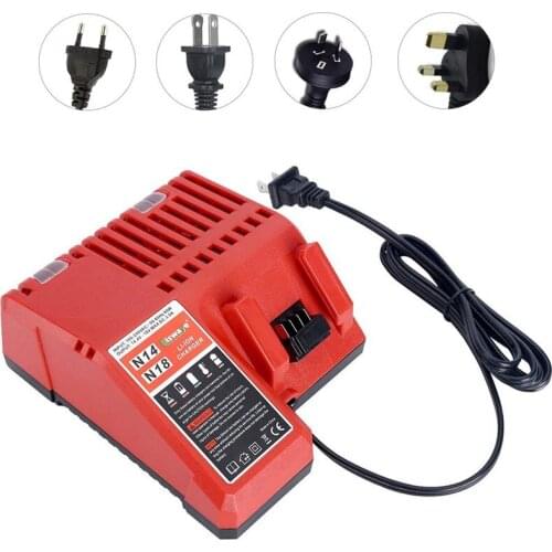 Li-ion Battery Charger 110-240V Fast Lithium Battery Charger for Milwaukee M18 48-11-1815 48-11-1828 48-11-2401 48-11-2402