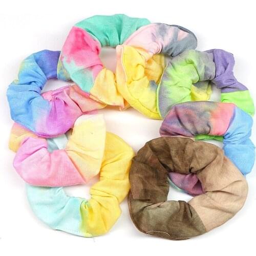 Geebro 2PCS Multicolor Hair Scrunchies Pack Girl colourful Elastic Hair Bands Headwear Ponytail Holder Set Women Hair Accessorie