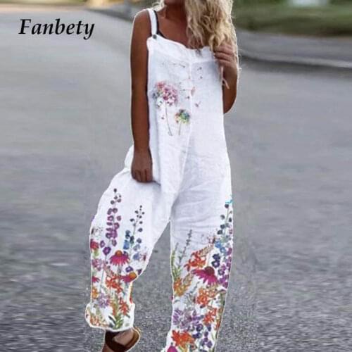 2021 Summer Sexy Off Shoulder Women Jumpsuits Fashion Retro Floral Printed Rompers Lady Casual Loose Simple Overalls Streetwear